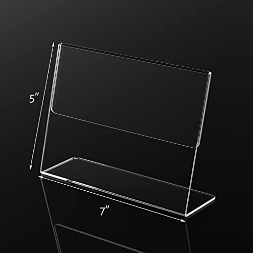 NIUBEE Slanted Back Acrylic Sign Holder 7 x 5 Inches, Clear Plastic Sign Holder Paper Display Table Stand for Office, Store, Restaurant -Horizontal (6 Pack) - size: 5x7, style: Horizontal