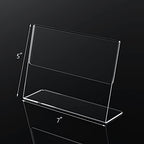 NIUBEE Slanted Back Acrylic Sign Holder 7 x 5 Inches, Clear Plastic Sign Holder Paper Display Table Stand for Office, Store, Restaurant -Horizontal (6 Pack) - size: 5x7, style: Horizontal