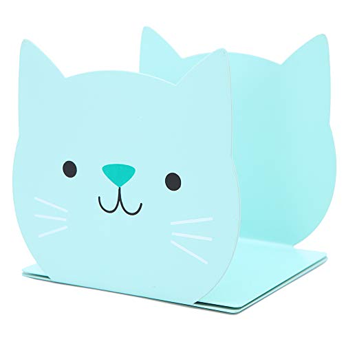 Lovely Cat Pattern Kids Bookends Student Book Ends Metal Office Desk School Library Decoration Bookshelf Book Organizer for Christmas Birthday Gift