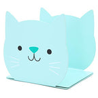 Lovely Cat Pattern Kids Bookends Student Book Ends Metal Office Desk School Library Decoration Bookshelf Book Organizer for Christmas Birthday Gift