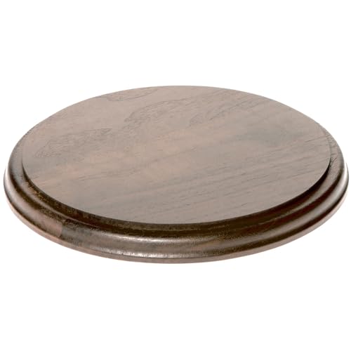 Plymor Solid Walnut Round Wood Display Base with Ogee Edge, 8.75" W x 8.75" D x 0.75" H - size: 8.75" x 8.75" x 0.75"