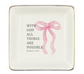 WODMIS Christian Coquette Pink Bow Ceramic Jewelry Tray Dish, Preppy Bible Verse Jewelry Plate Ring Trinket Dish, Trendy Aesthetic Ribbon Gifts for Women Bestie Best Friends 488 - color: Pink