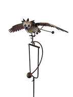 Red Carpet Studios Garden Stake Yard Art Metal and Glass Balance Rocker with Stake, 20-Inches, Flying Owl