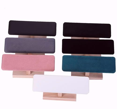 Wooden Watches Display tower Base Watch Necklace Bracelet Organizer Rack Bangle Scrunchie Headband Showcase tower (Dark Grey Suede, Flat single-layer) - color: Flat Suede Dark Gray