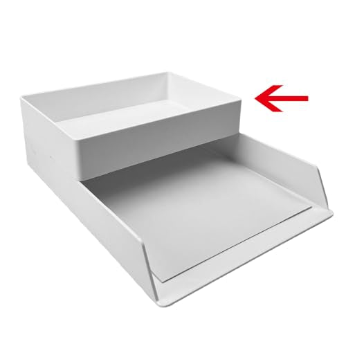 Amazon Basics Rectangular Plastic Desk Organizer with Storage Trays, Accessory Tray, Drawer Organizer, 9.4 x 6.7 x 2 inch, White - color: White, style: 1 Pack