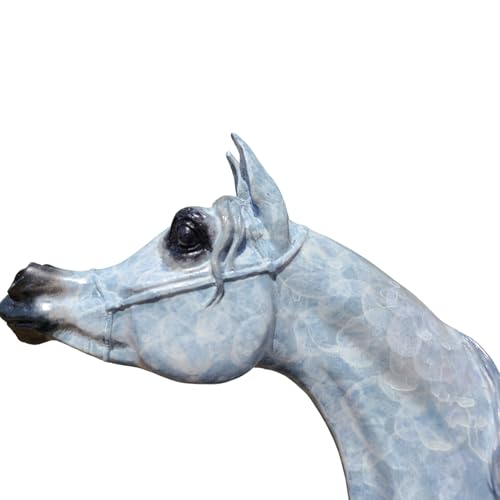 15 in White Bronze Arabian Horse Head Sculpture – Handmade Patina Equestrian Art Bust with Unique Texture, Pure Bronze Horse Statue for Luxury Decor, Gallery & Collectors
