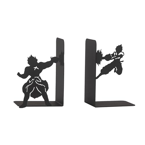 Anime Battle Scene Metal Bookends, Superhero Heroes Book Ends for Kids, MangaThemed Book Holders, Dragon Fighters Anime Heros Bookends Gift for Kids, Animation Heroes Book Stand