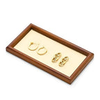 Jewelry Display Tray for Ring Earrings Necklace Bangle Solid Wood Jewelry Dish Tray Catchall(S,Beige) - color: Beige, size: 18 * 10 * 1.5cm