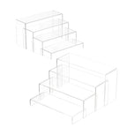Acrylic Display Stand,8 Pcs 2 Set Display Risers, Acrylic Rectangular Display Shelf Holders for Showcase, Dessert, Perfume, Vendor Events, Cupcake Stands, Toys Display Shelves ( 8Pcs-Clear, 7”L~8”L~9”L ) - color: 8Pcs-Clear