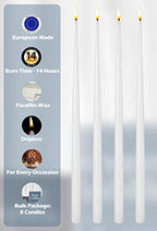 Hyoola Tall Taper Candles - 16 Inch White Unscented Dripless Taper Candles - 14 Hour Burn Time - 8 Pack - size: 16 Inch