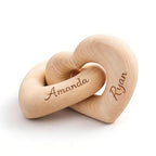 Mother’s Day Father’s Day Gift with Custom Names, Personalized Infinity Heart Sculpture, Interlocking Hearts Decoration Wooden Love Knot Heart Couple Gifts Keepsake Wedding Anniversary Present
