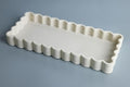 Vixdonos Wavy Edge Decorative Tray,Rectangular Concrete Tray for Coffee Table Decor,13.8X5.9X1.5 Inches(Beige)
