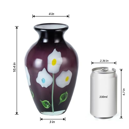 KAMMAK Colored Glass Vase, Beautiful Hand Blown Decorative Vase, Modern Art Vase for Flower Mantle Dining Table Centerpiece, Entryway Living Room Wedding Decoration (JG2076) - style: JG02076