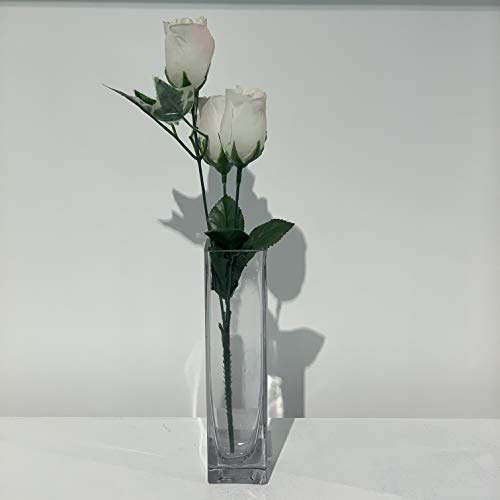 WGV Square Block Bud Vase, Width 2", Height 8", Clear Skinny Narrow Standard Floral Container Centerpiece for Wedding Party Event Home Office Decor, 1 Piece - size: 2"x8"H Block