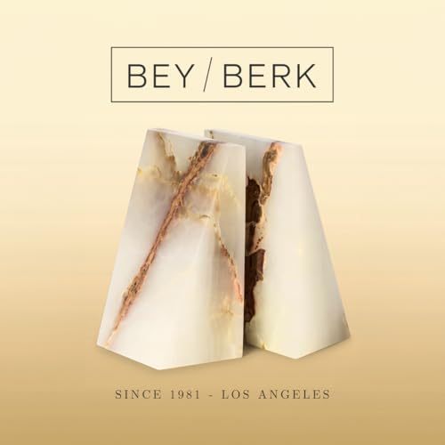 Bey-Berk White Triangular Onyx Marble Bookends - Heavy-Duty Wedge Design, Modern Office and Bookshelf Organizer - color: White