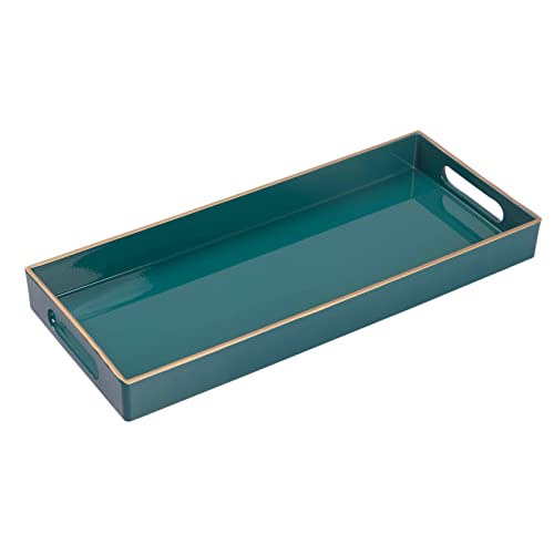 MAONAME Green Bathroom Tray, Plastic Vanity Tray, Narrow Countertop Trays with Handles, Perfume Organizer Trays for Dresser, Bathroom Accessories, 13.8" x 6" x 1.57" - color: Green
