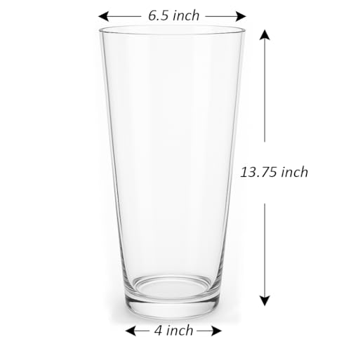 CYS EXCEL 13.75" Tall Clear Glass Cylinder Vase Taper Down Flower Vase with 6.5" Wide Opening Elegant Centerpiece for Weddings, Events, and Home Décor - size: 13.75"H x 6.5"O x 4"B