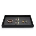 Black PU Leather Jewelry Display Flat Tray Ring Necklace Watch Organizer Display Tray (1 grid) - style: Flat Tray