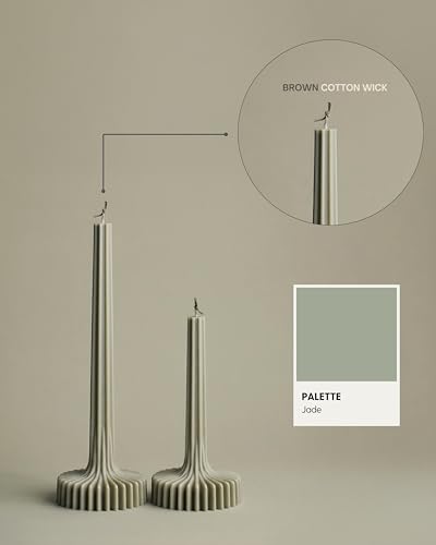 LAWA Set of 2 Vase Candle - Beautiful Handmade Pillar Unscented Soy Wax Elegant Aesthetic Housewarming Gift Home Room Shelf Decor Idea (Jade) - color: Jade
