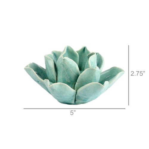 HomArt 7637-14 Lotus Tea Light Holder, Teal - color: Teal
