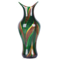 Handblown Art Glass Vase, 12.4" Tall Heavy Duty Decorative Flower Vase with Unique Swirl Pattern, Modern Murano Style Mouth-Blown Bud Vase for Luxury Home Decor & Gifting (Green)