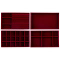 4 Pack Stackable Velvet Jewelry Trays Organizer Drawer Inserts Container Display Storage Box for Necklaces Bracelets (Red)