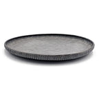 Funerom 7.8 inch Very Small Round Galvanized Metal Tray Decorative Tray Corrugated Edges - size: 7.8"