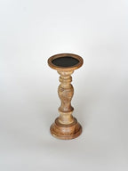 Traditional Wallnut Eco-Friendly Handmade Mango Wood Set of One 9" Pillar Candle Holder