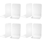 VFINE Bookends 4 Pairs, White Metal Book Ends, Bookends for Shelves, Book Stopper for Heavy Books, Book Dividers for Home Office - color: White 4 Pairs Bookends