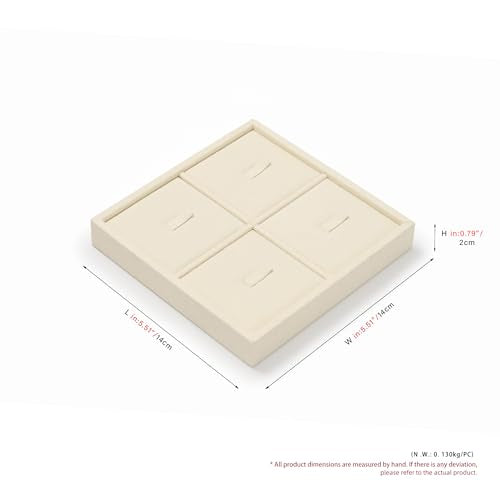 Oirlv Microfiber 4 Slots Jewelry Ring Display Tray Rings Display Organizer Tray(Beige) - color: 4 Rings A P13401