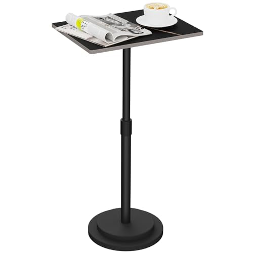 Small Side Table, Height Adjustable Nightstand, Square Indoor Metal Plant Stand, for Living Room, Bedroom, Office, Bathroom, 1 Pack, Black, GBZ001RB-1 - color: Black, size: Rectangle