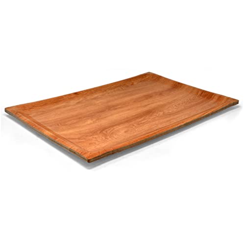 Gift Boutique 10 Wood Trays Rustic Brown Wooden Look Rectangle Serving Platters 10.75" x 15.75" Heavy Duty Disposable Paper Cardboard Tray for Dessert