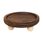 Vaveren Wooden Riser Tray Holder Plate Organization Serving Pedestal Stand Jewelry Display for Cabinet Fireplace Kitchen Counter , 13cmx13cmx4.5cm - color: Round 13x4.5cm