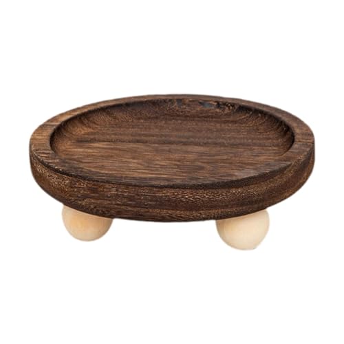 Vaveren Wooden Riser Tray Holder Plate Organization Serving Pedestal Stand Jewelry Display for Cabinet Fireplace Kitchen Counter , 13cmx13cmx4.5cm - color: Round 13x4.5cm