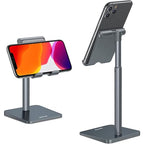 OMOTON Cell Phone Stand, Adjustable Angle Height Desk Phone Dock Holder for iPhone Air/17 Pro Max/ 11 Pro/XS Max/XR, Samsung Galaxy S20 / S10 / S9 / S8 and Other Phones (3.5-7.0-Inch), Gray - color: Gray