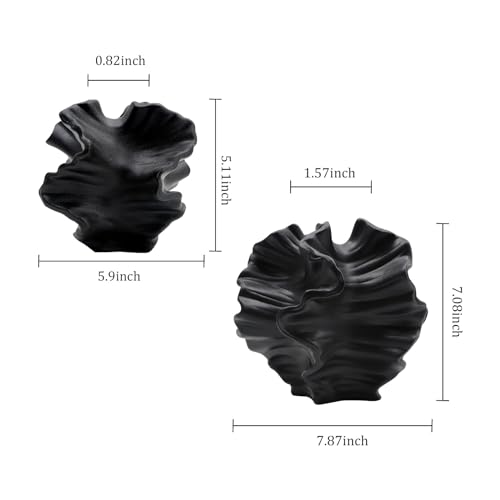 Ceramic Vase - Set of 2 for Home Decor,Black Flower Shape Pampas Vases Minimalist Nordic Boho Style for Modern Farmhouse Decor, Living Room、 Kitchen、Mantle、Bedroom、Dining Table、Office - color: Flower Shape Black