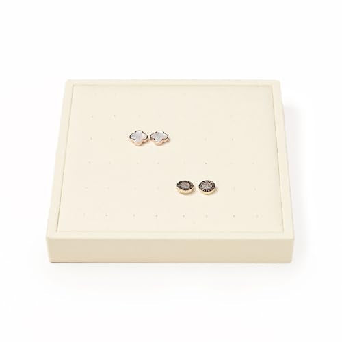 Oirlv Microfiber Jewelry Stud Earring tray Display Tray Earring Display Organizer Tray(Beige) - color: Stud earrings P13406