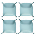 HARFINGTON 4pcs PU Leather Valet Tray Unisex Folding Small Catchall Tray Portable Entryway Table Tray Nightstand Bedside Desk Tray for Key Wallet Watch Coin Jewelry Dice, Light Blue - color: Light Blue