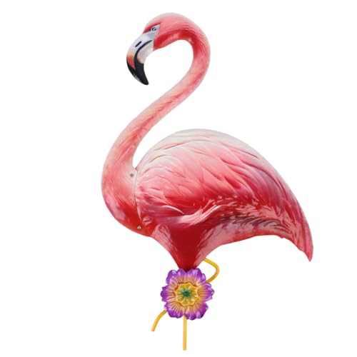 Large Pink Flamingo Wall Decor-Tropical Bird Decor for Indoor Outdoor, Metal Flamingo Outdoor Wall Art Decor Rust-Resistant, Wall Hanging Present for Garden & Home Decor - color: Pink-Flamingo