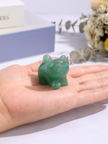 Top Plaza 1 PC Green Aventurine Crystal Cute Cat Figurine Gifts Carved Healing Lucky Home Decor Natural Gemstone Cats Collectibles Pocket Sculpture for Cat Lovers - color: Green Aventurine