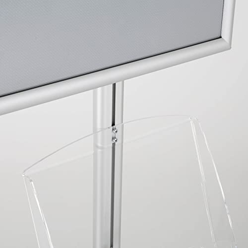M&T Displays Free Standing Aluminum Display Stand Single Sided Document Brochure Sign Holder Front Loading Portrait Landscape Silver Snap Frame 1x(11x17) and 2 pcs Clear Acrylic Shelf 2x(8.5x11) Inch - color: Silver