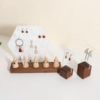GemeShou Wooden ring organizer holder for jewelry, Stable ring display stand for boutique store, walnut base with white ring cones for jewelry selling【Ring holder-Cone 5】 - style: Five Cone