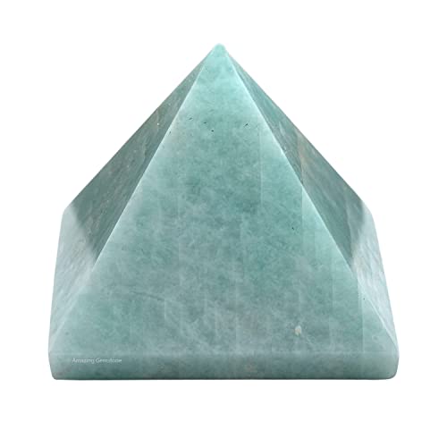 Amazing Gemstone Amazonite Pyramid Crystal Healing Stones - 2" Great Pyramid Figurine of Natural Stone Pyramid for Meditation, Reiki, Chakra Balancing and Crystal Pyramids Grid - color: Amazonite