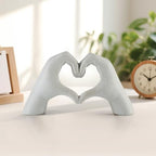 White Heart Hands Sculpture - 9.4" W Modern Home Decor Sculpture for Shelves, Desk & Living Room, Minimalist Shelf Decorations, Heart Hands Decor