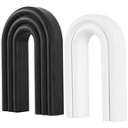 CosmoLiving by Cosmopolitan Wooden Geometric Decorative Sculpture Layered Arch Home Decor Statues, Set of 2 Accent Figurines 9", 7"H, Black
