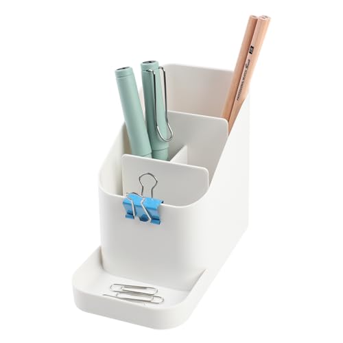 BLUE GINKGO Desk Holder – Korean-Made Office Organizer for Pencils, Pens, Notes, and Desk Supplies (White) - color: WHITE, size: HOLDER