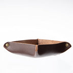 USA Handmade Premium Leather Valet Tray, Jewelry Organizer With Brass Rivets (Dark Walnut Brown, Mini) - color: Dark Walnut Brown, size: 2.5" x 2.5" x 1"