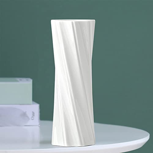 Ceramic Vase, 8" H, Artistic Flower Vase Classic Style for Fireplace Bedroom Kitchen Living Room Centerpieces Office Desk, Fit for Holding Dried Flowers, Artificial Flowers, Floral Arrangement - color: White