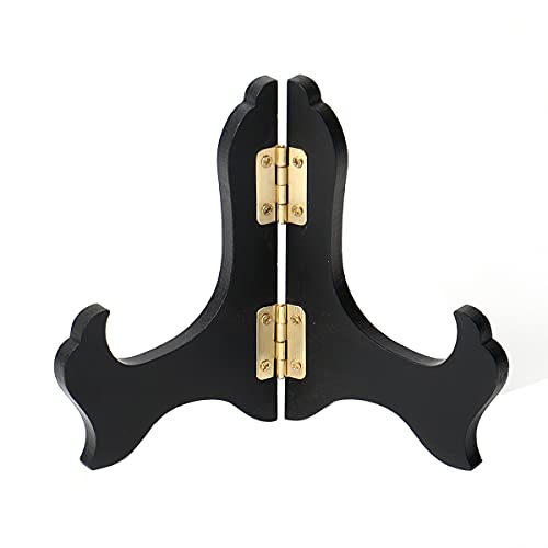 MIUPOO Wooden Display Stand,Black Wooden Photo Holder Stand, Displays Picture Frames, Decorative Plates,Desktop ornaments and Artwork Display Stand,4 Inches