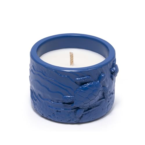 Hodao Oceanic Serenity Handcrafted Aromatherapy Box with Candle & Decor – Beach Rock Sculpture with Sea Turtle, Seashells, for Home, Bathroom, Yoga Room Decor (Blue-Turtle) - color: Blue-turtle